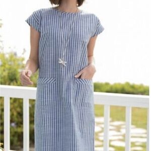 Appleseed’s Blue and White Striped Easy Loose Fit Dress Size 16